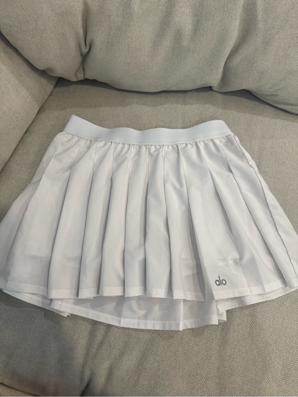 ALO Yoga White Pleated Skater Skirt